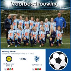 Voorbeschouwing | 24 mei 2025 Zoetermeer MO13-2 vs. TAVV MO13-1