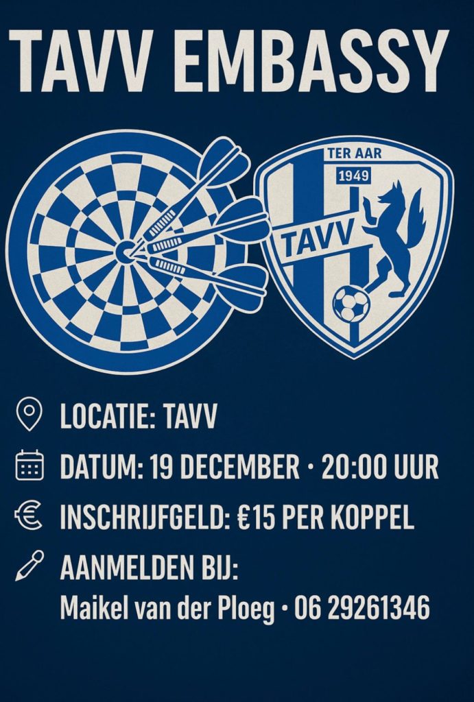 Vrijdag 19 dec: TAFFIE’S Darttoernooi!