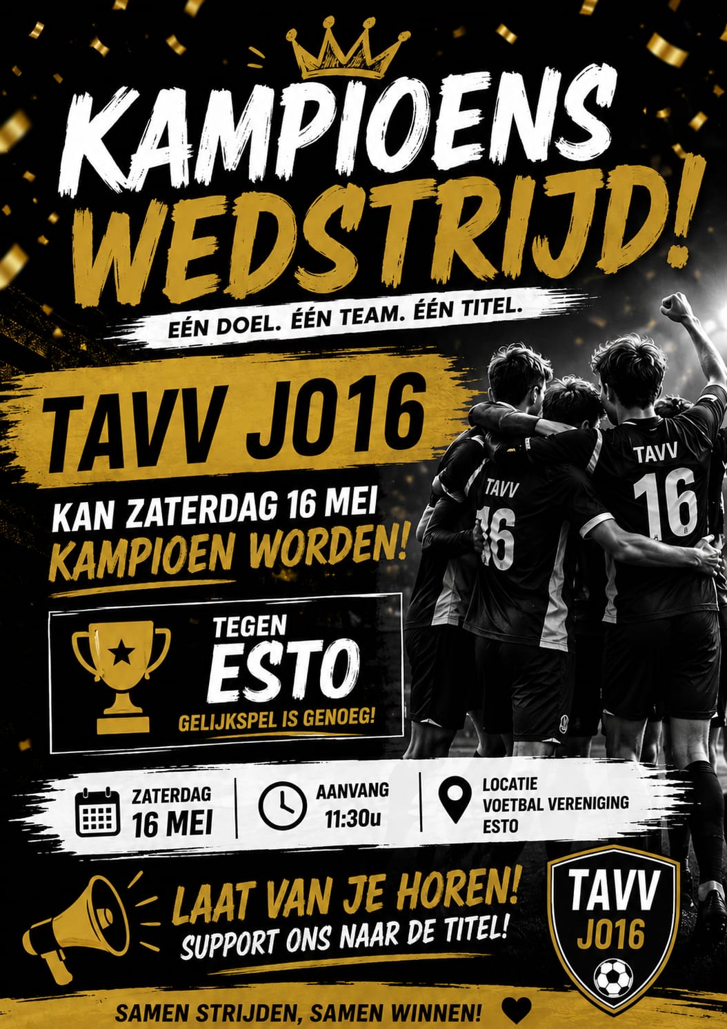 Kampioenswedstrijd voor TAVV JO16!
