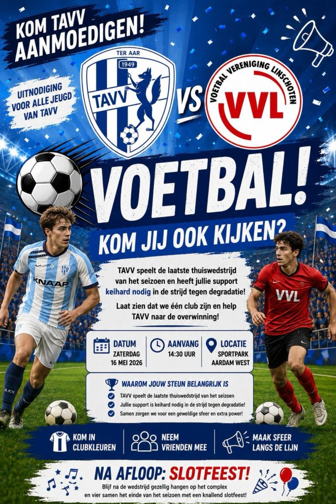 Kom TAVV aanmoedigen!