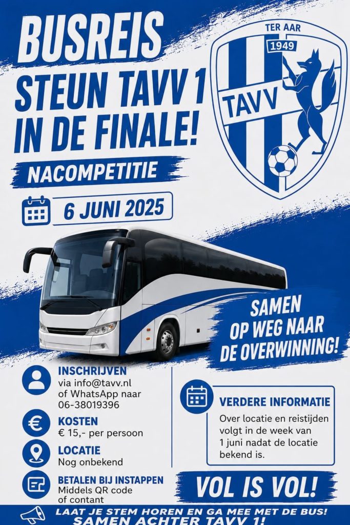 Supportersbus richting de finale van de nacompetitie